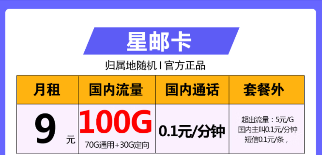 中國(guó)電信星郵卡、海角卡、摩羯卡套餐詳情介紹 最低僅需9元包100G全國(guó)大流量